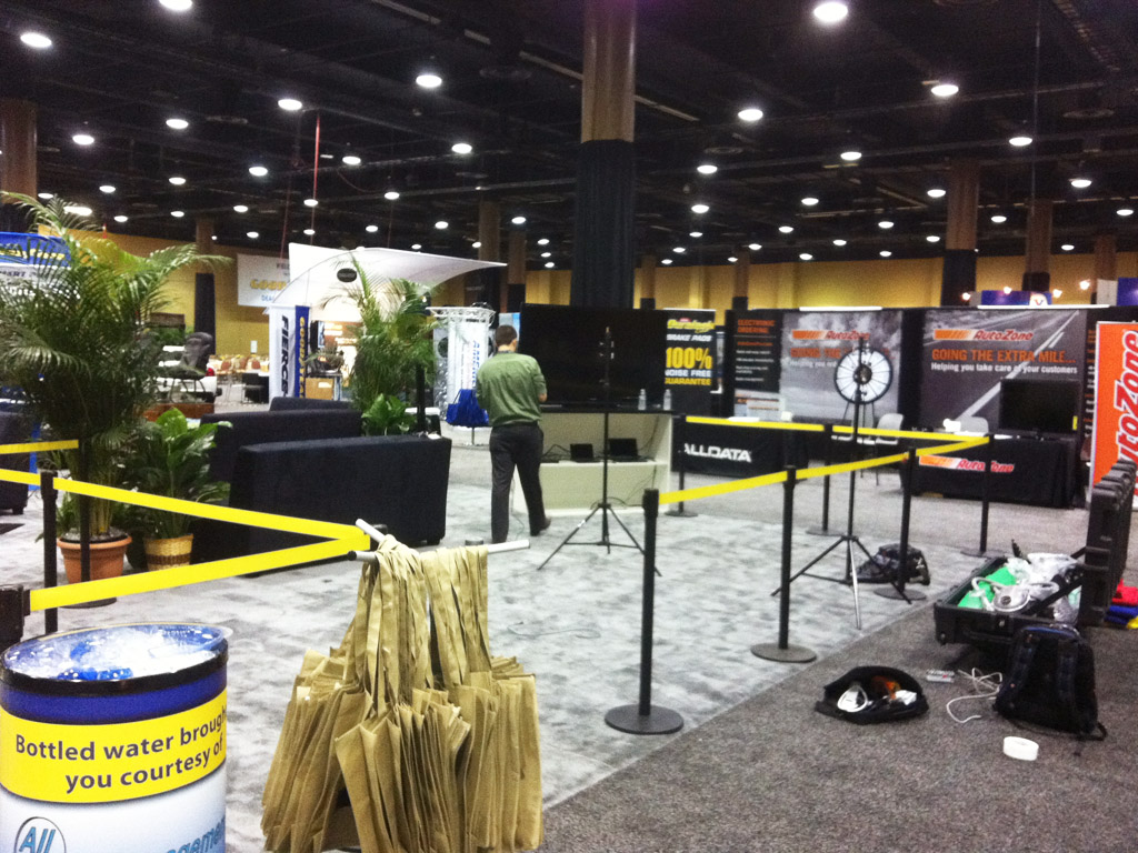 Angled shot of the Live Digital Mosaic booth setup at the Goodyear Dealer Conference 2012