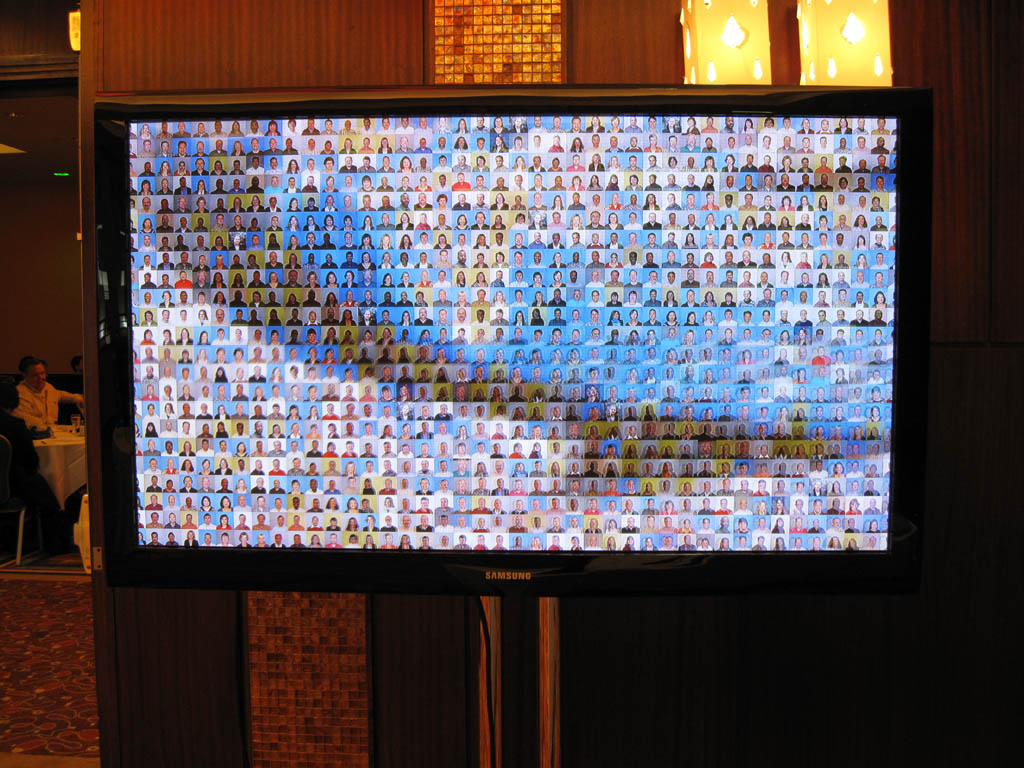 Zoomed-in view of the Live Digital Mosaic screen at the Nestlé Conference