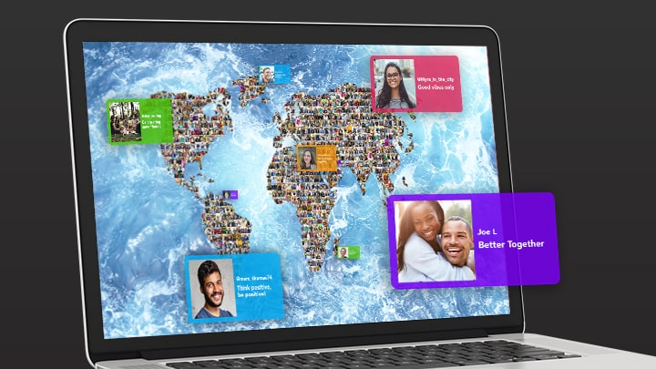 Interactive virtual photo mosaic wall uniting participants during an online conference